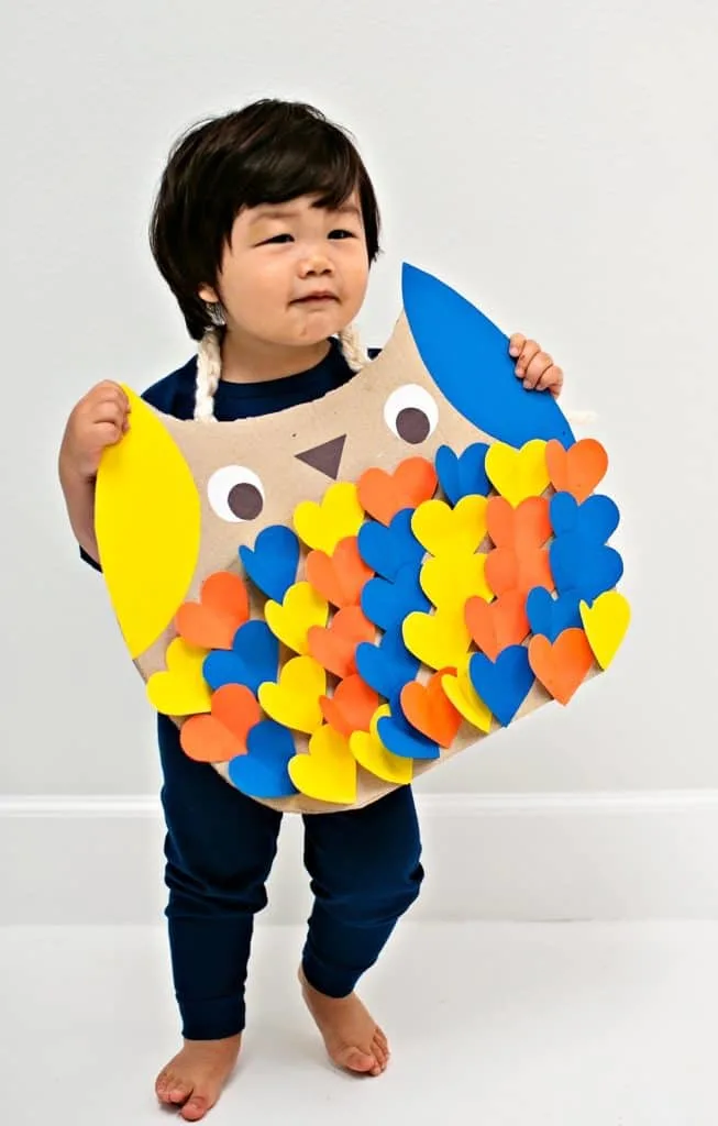 DIY Cardboard Owl Costume for kids