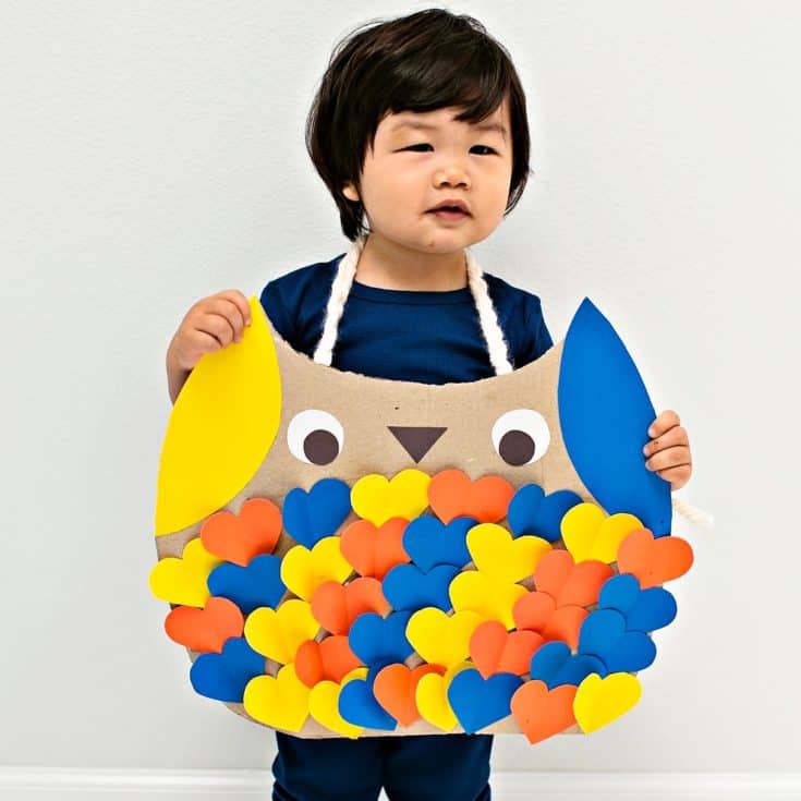 DIY CARDBOARD OWL COSTUME FOR KIDS