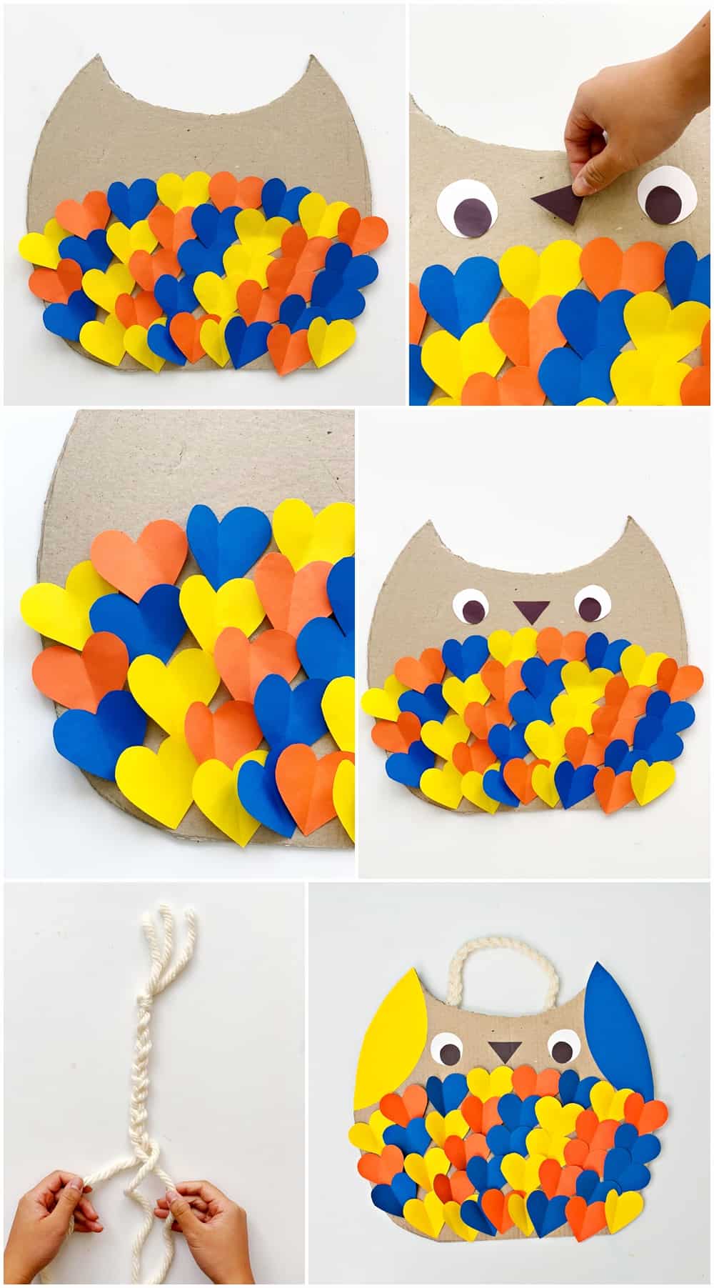 DIY Cardboard Owl Costume for kids process