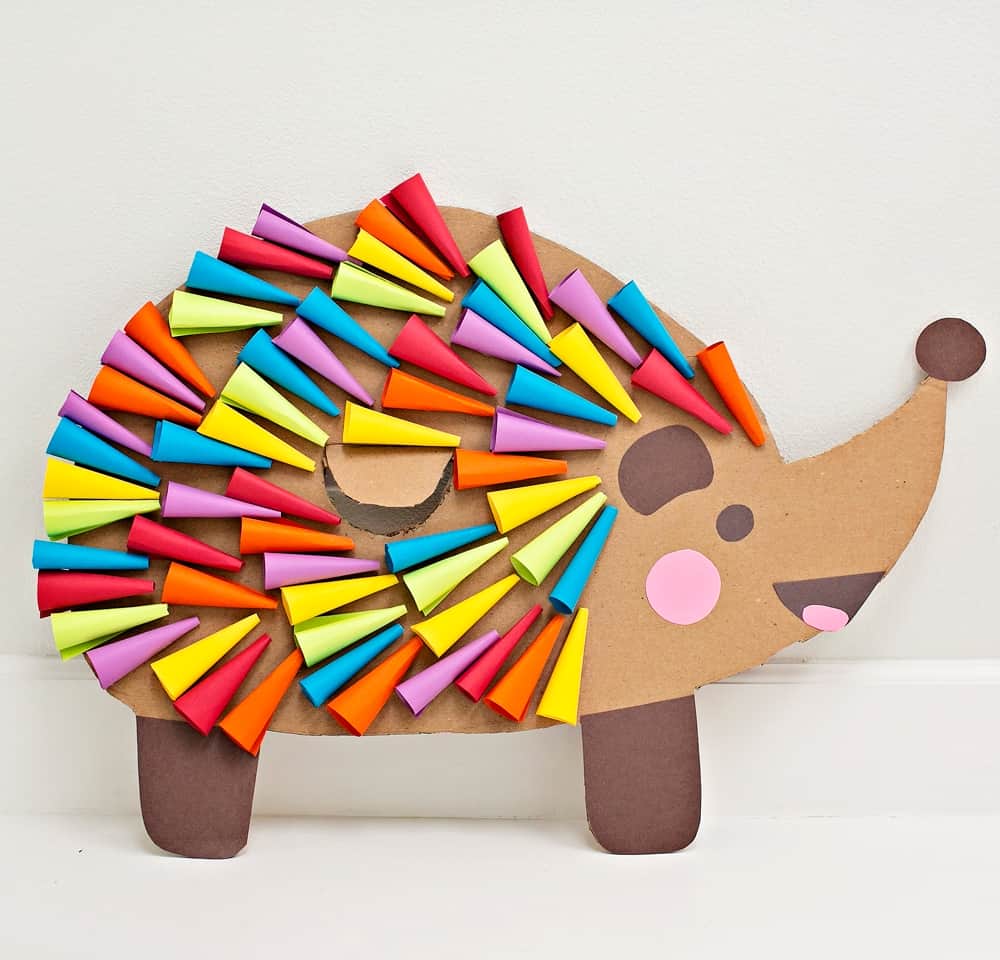 DIY Cardboard Rainbow Hedgehog Costume For Kids