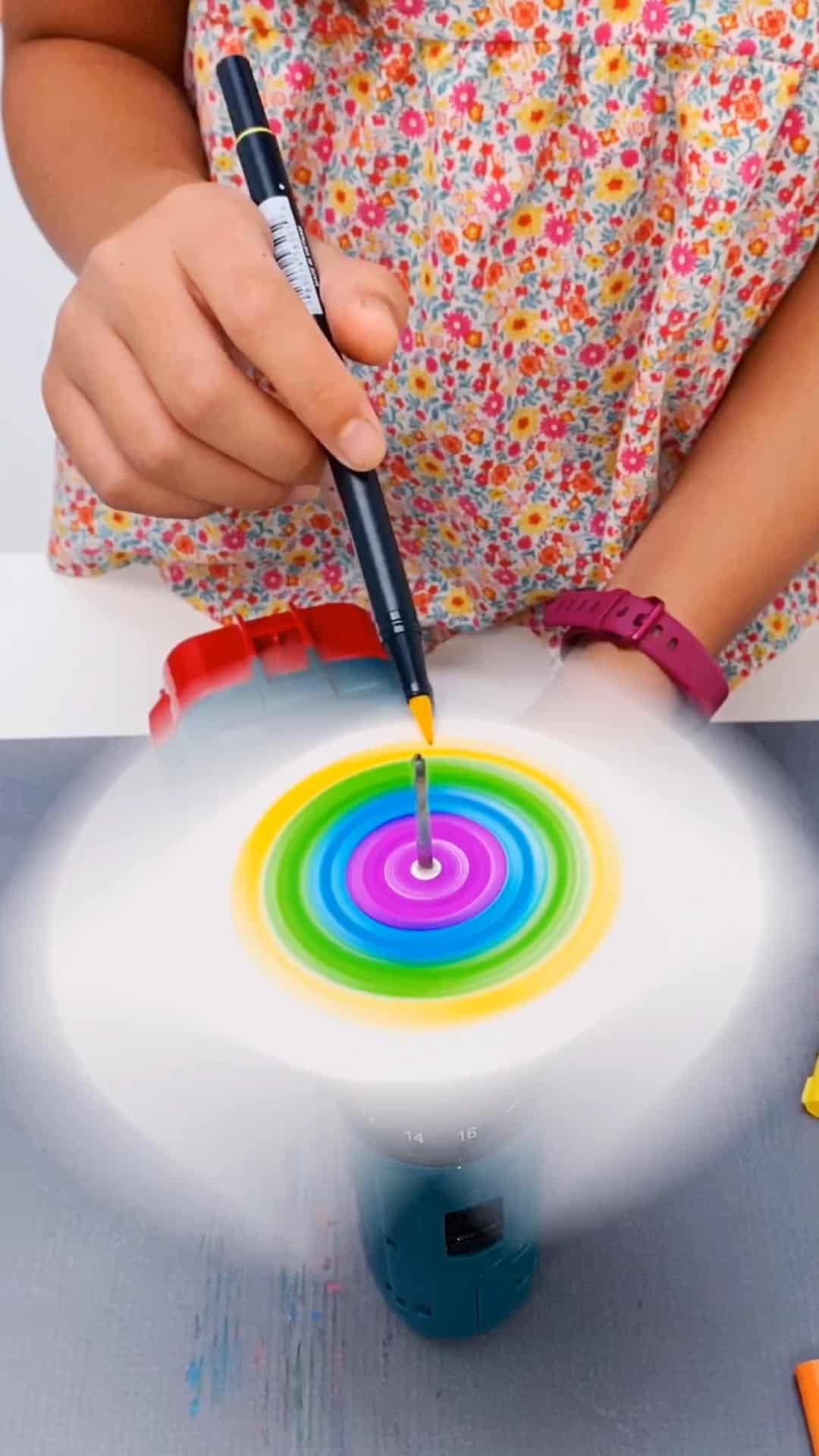 drill spin art with kids 