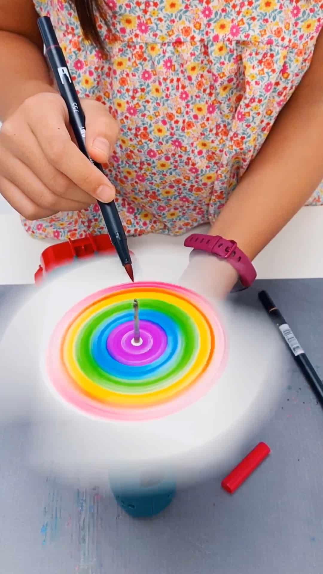 electric drill spin art with kids 