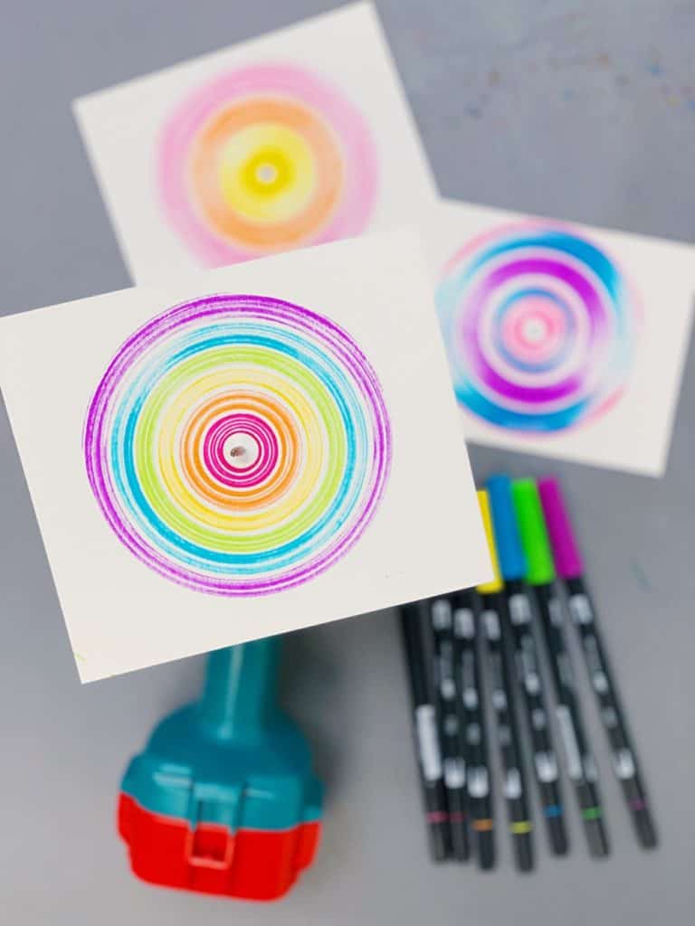drill spin art with kids 