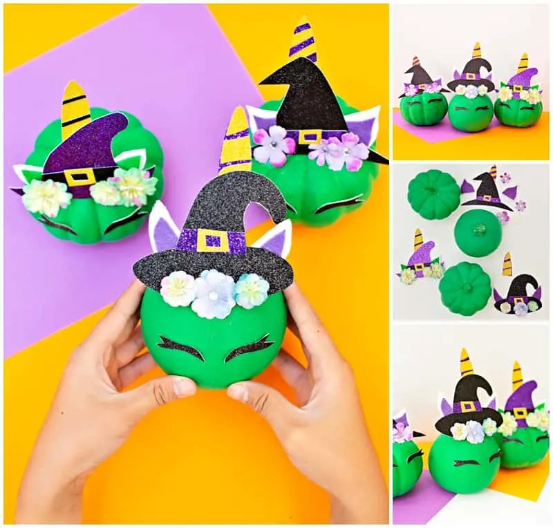 diy pumpkin unicorn witch collage