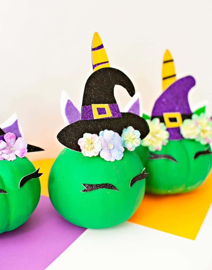 DIY Pumpkin Unicorn Witch - no carve pumpkin decorating idea