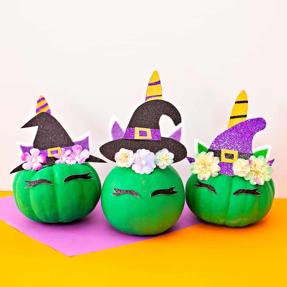 DIY Pumpkin Unicorn Witch - no carve pumpkin decorating idea