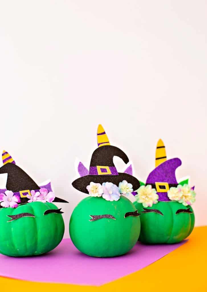 DIY Pumpkin Unicorn Witch - no carve pumpkin decorating idea