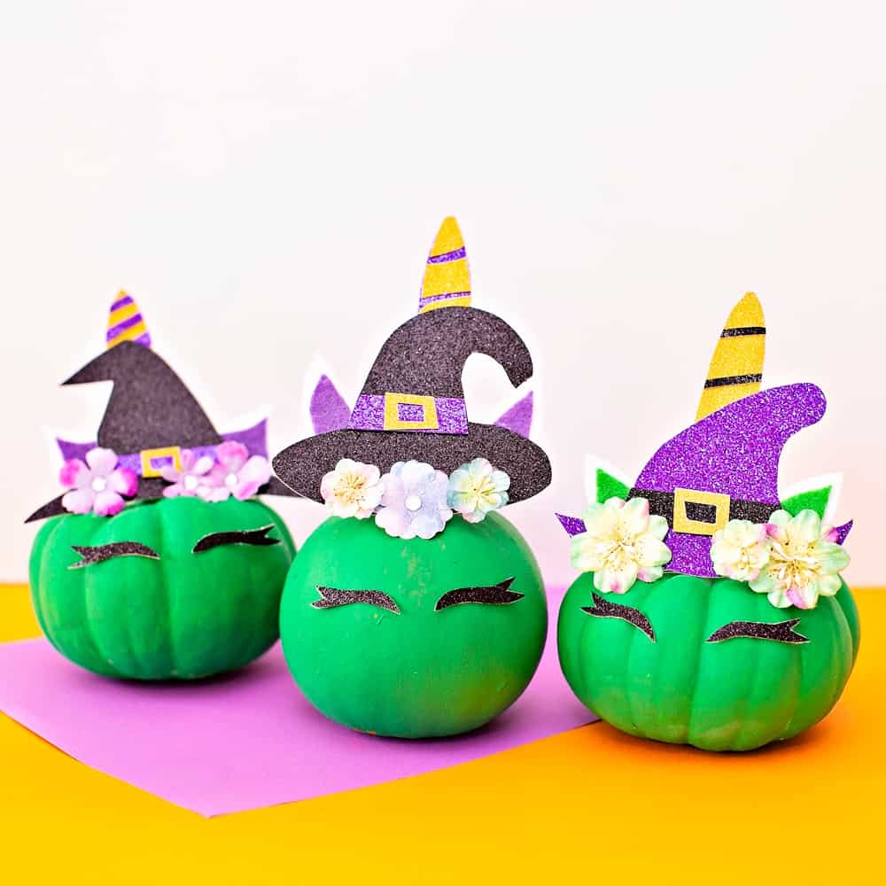 DIY Pumpkin Unicorn Witch - no carve pumpkin decorating idea