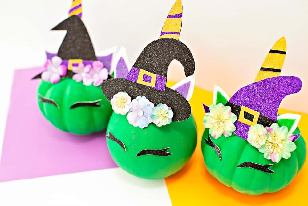 DIY Pumpkin Unicorn Witch - no carve pumpkin decorating idea