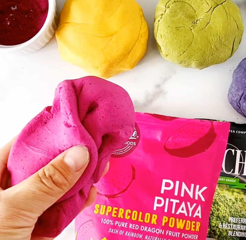 natural dye homemade playdough recipe - pink pitaya