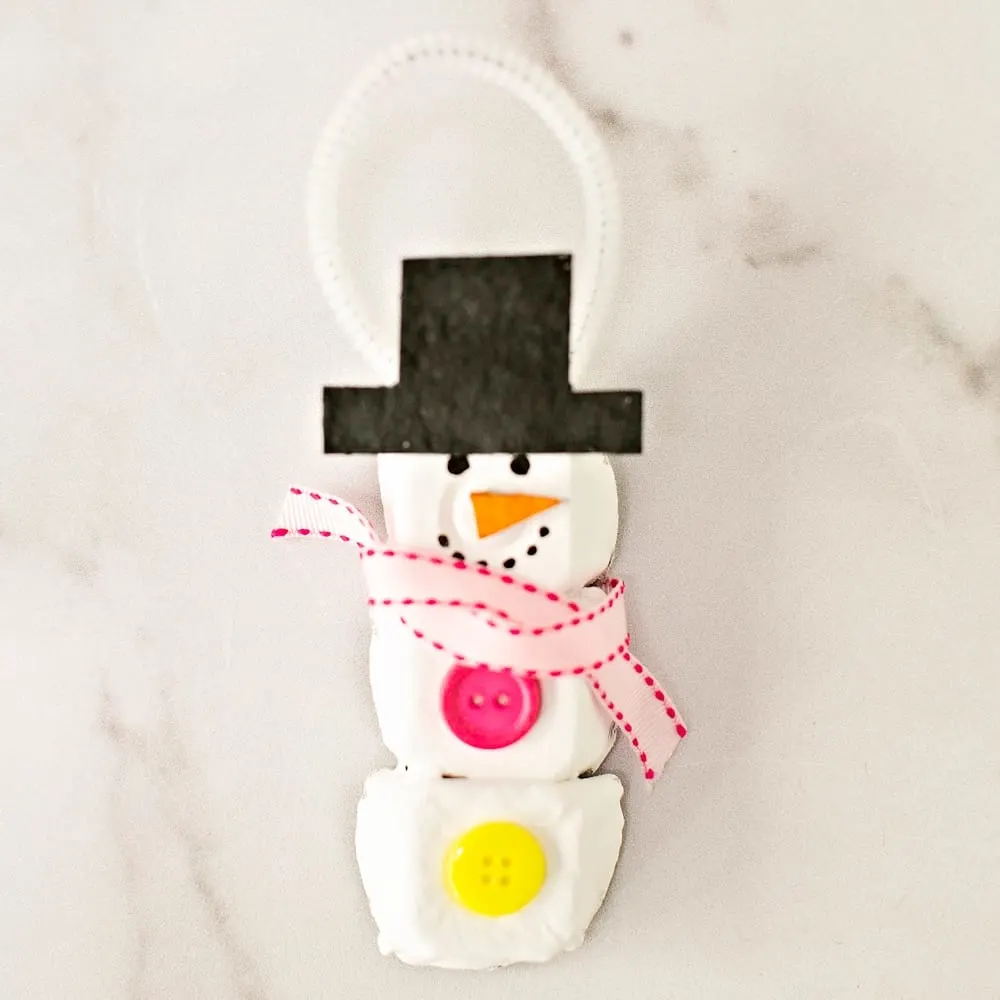 Egg Carton Christmas Ornaments - snowman