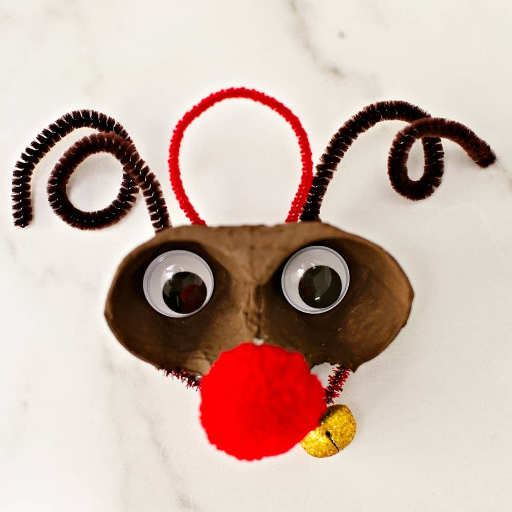 Egg Carton Christmas Ornaments - rudolph