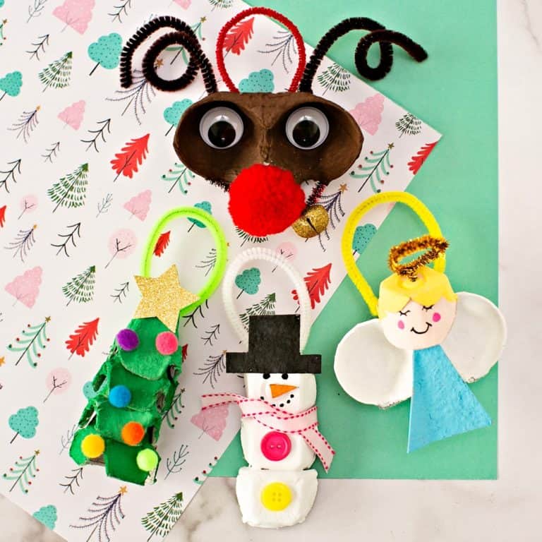 EGG CARTON CHRISTMAS ORNAMENTS