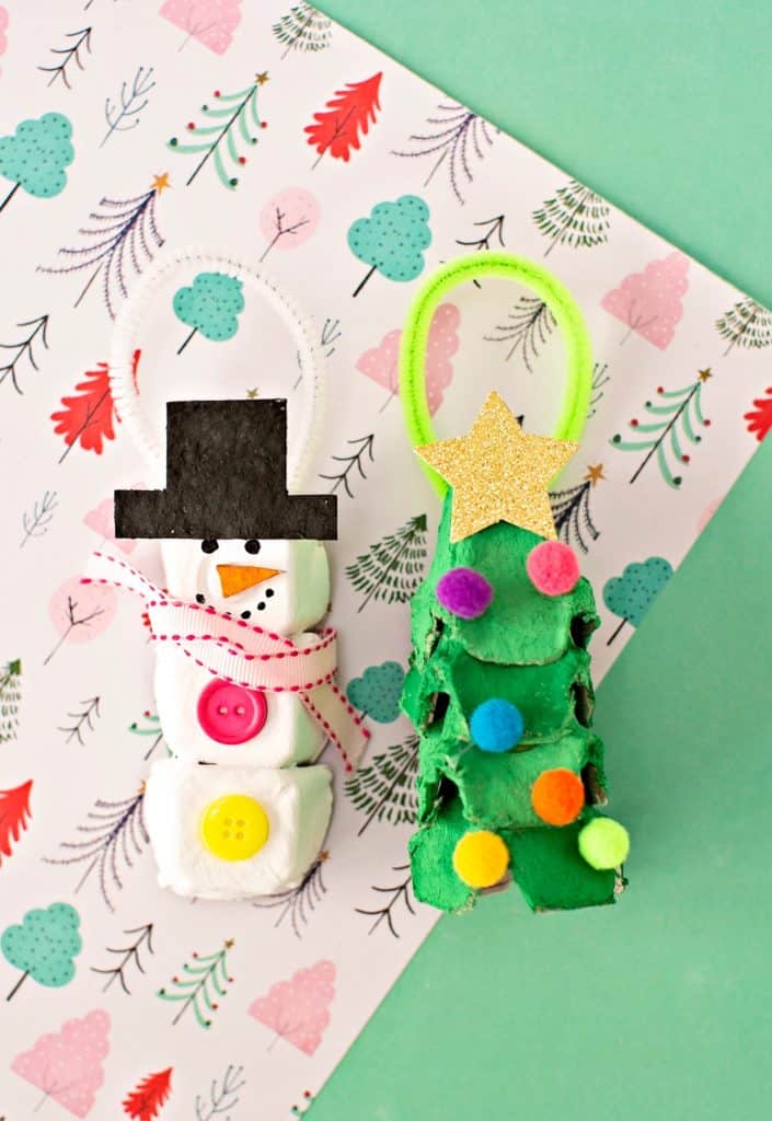 Egg Carton Christmas Ornaments - cute recycled diy craft kids can make