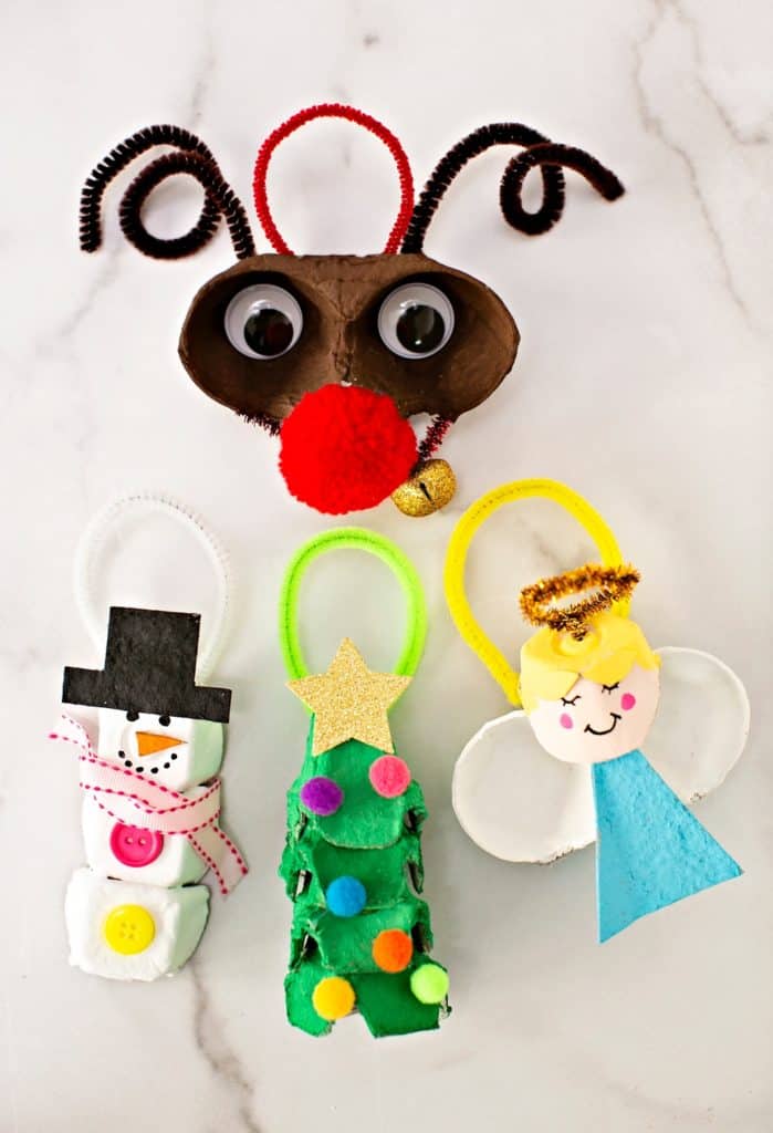 Egg Carton Christmas Ornaments - cute recycled diy craft kids can make