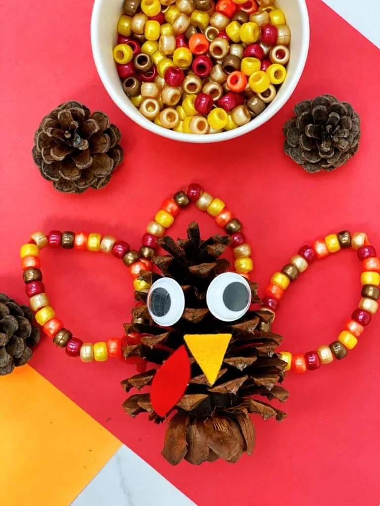 Fine Motor Pine Cone Turkey Craft for kids