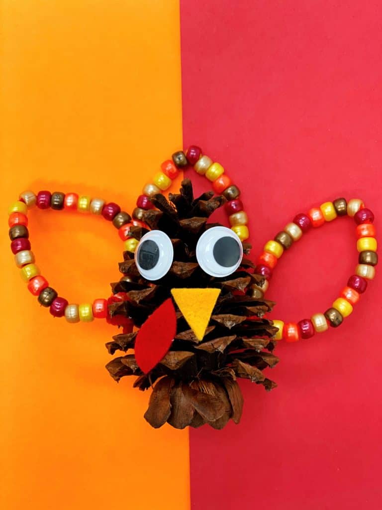 Fine Motor Pine Cone Turkey Craft for kids