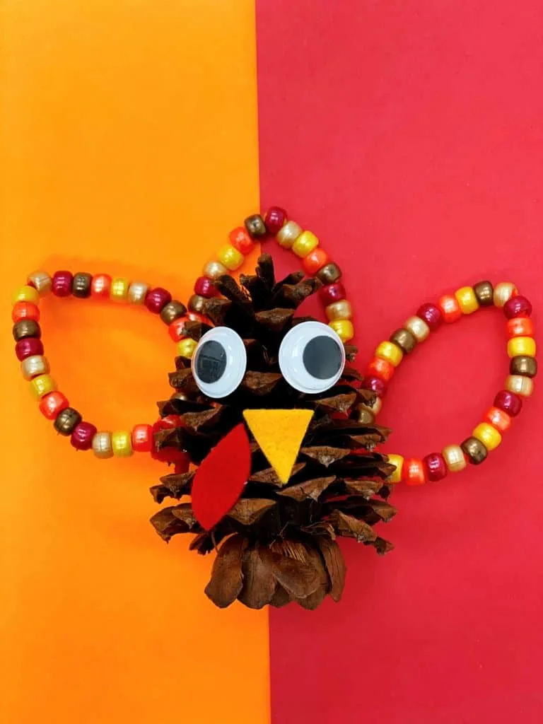 Fine Motor Pine Cone Turkey Craft for kids