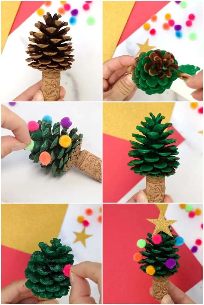 PINE CONE CHRISTMAS TREE CRAFT - process