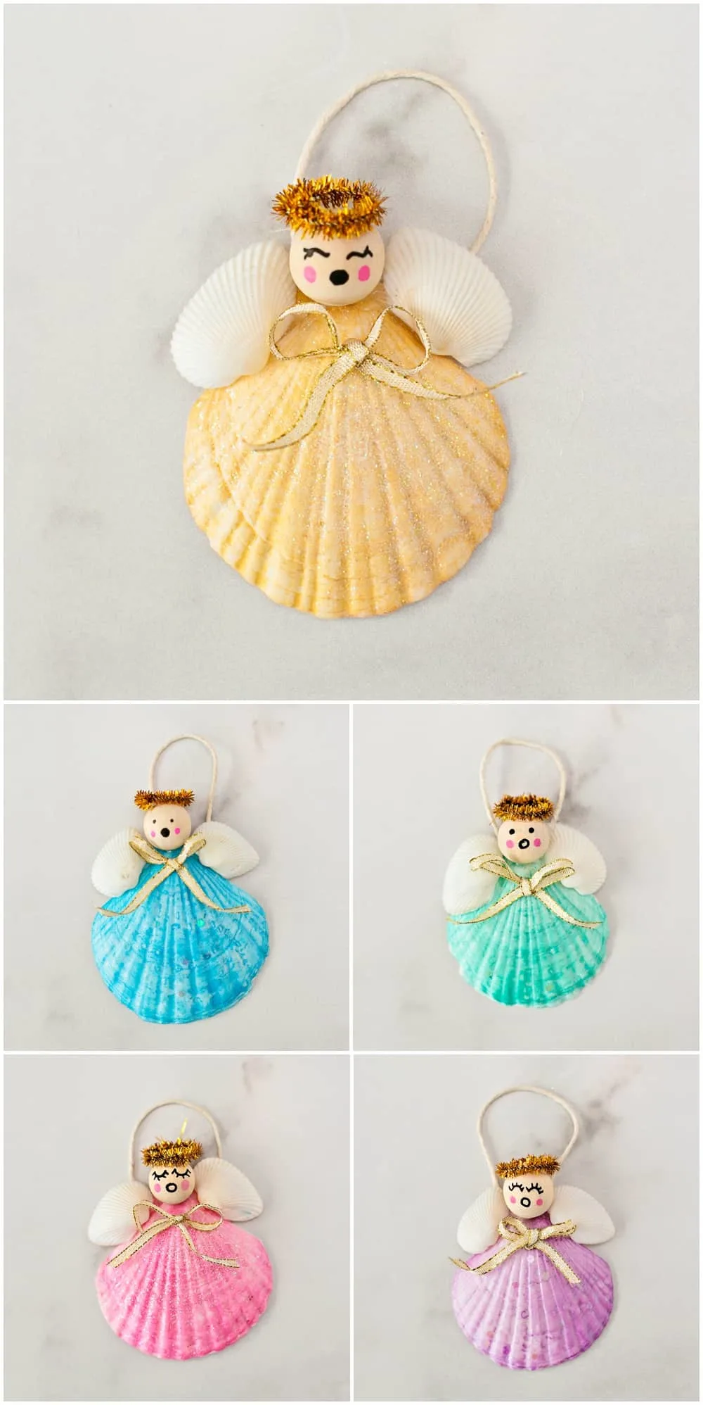 Easy DIY Seashell Angel Christmas Ornaments 