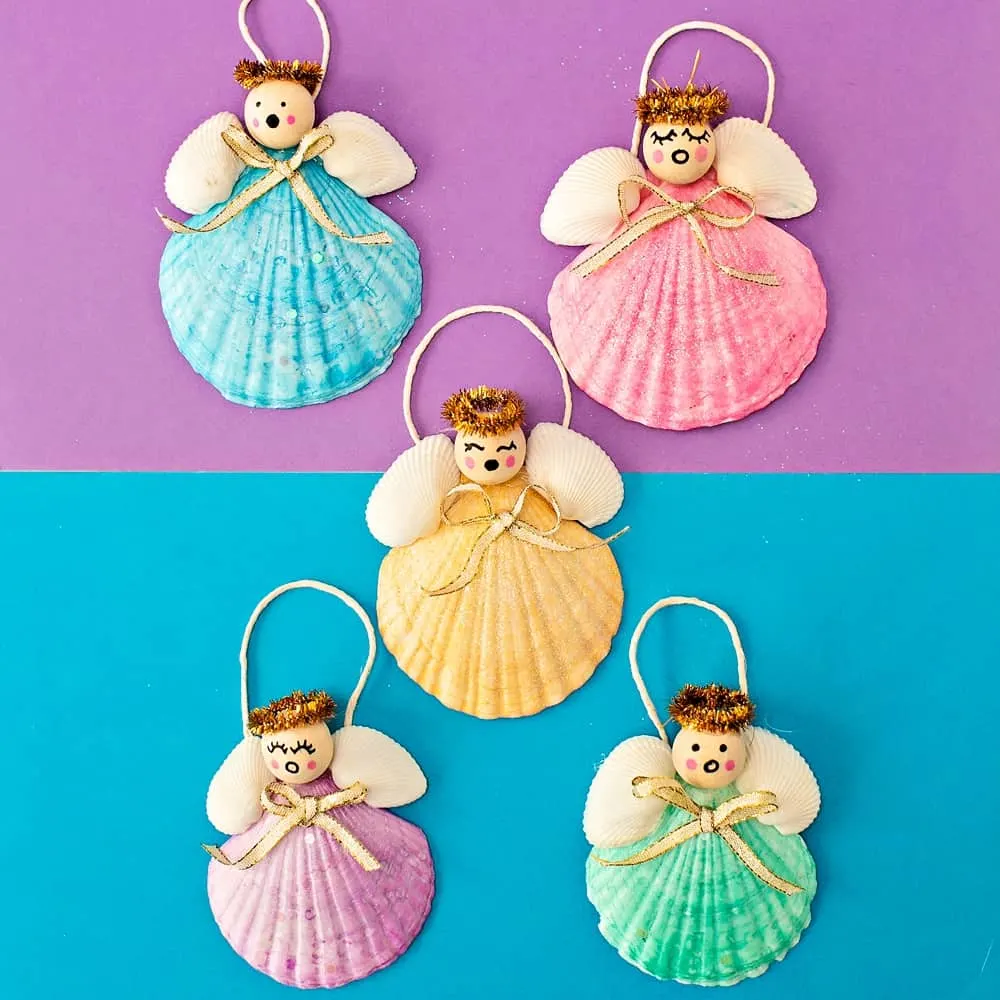 DIY Seashell Angel Christmas Ornaments For Kids