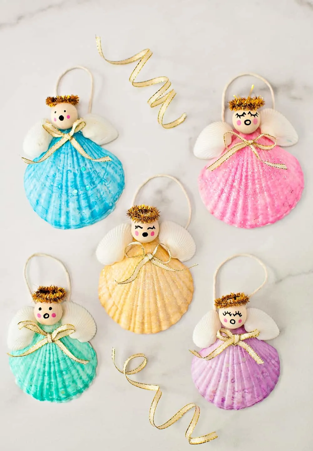 Easy DIY Seashell Angel Christmas Ornaments 