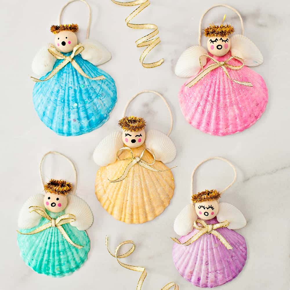 Easy DIY Seashell Angel Christmas Ornaments 