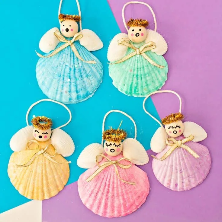 SEASHELL ANGEL CHRISTMAS ORNAMENTS