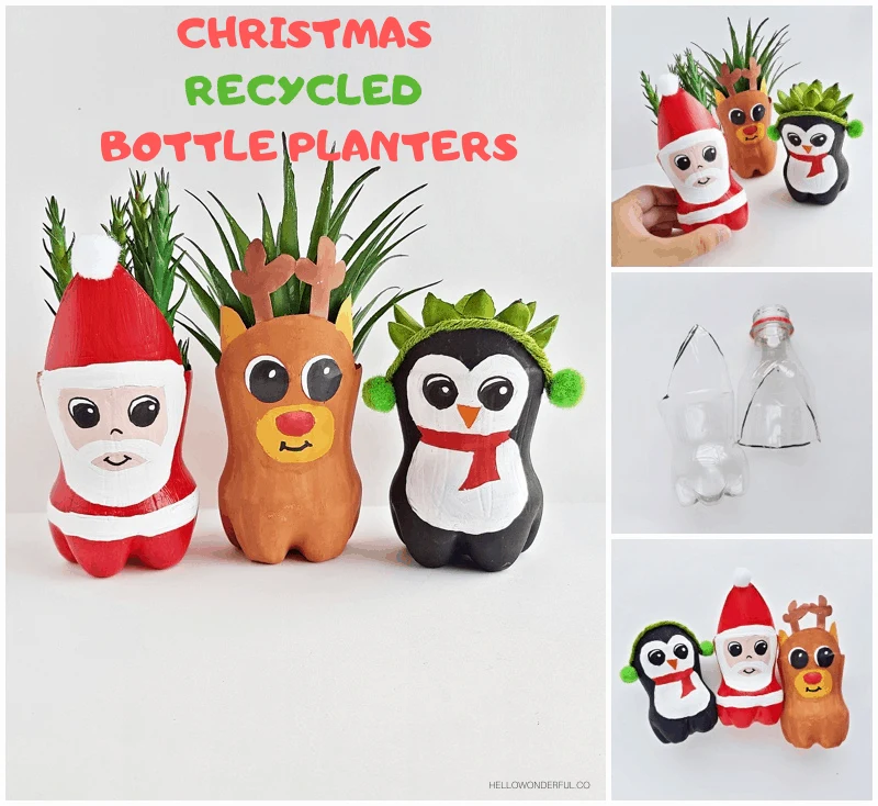 Christmas Recycled Bottle Planters
