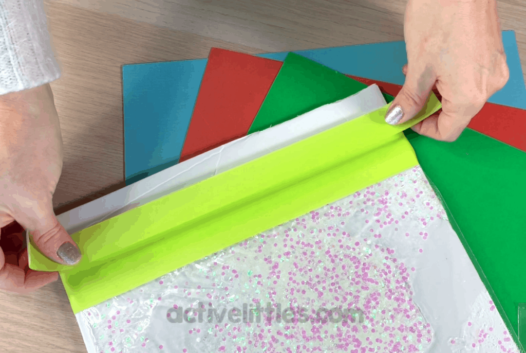 Glitter Snowflake Sensory Bag Activity for Kids - Process