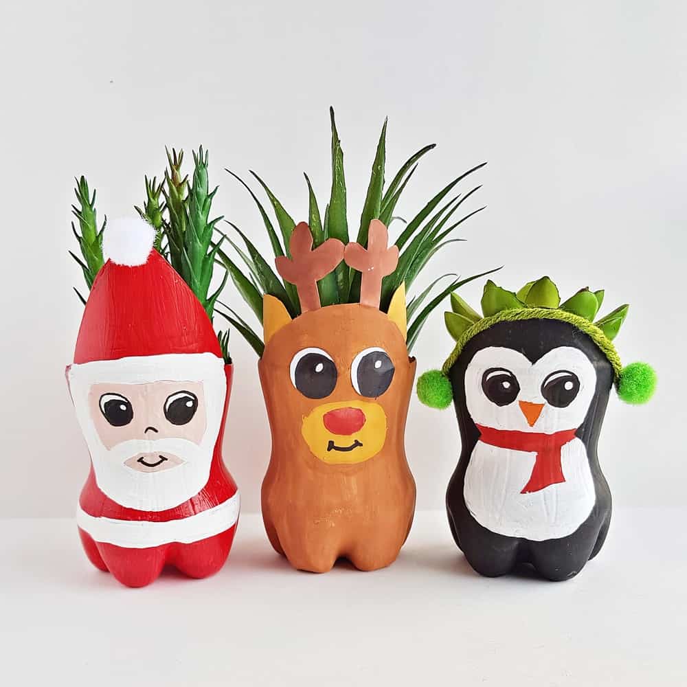 CHRISTMAS RECYCLED BOTTLE PLANTERS CRAFT - Hello Wonderful