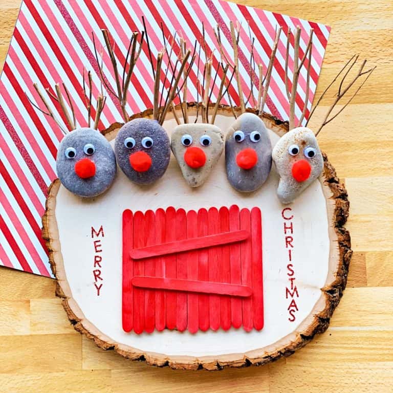 RUDOLPH REINDEER ROCK FAMILY ART