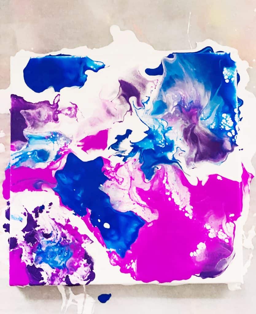 Blow Dryer Pour Painting. Easy fluid art painting with kids. 