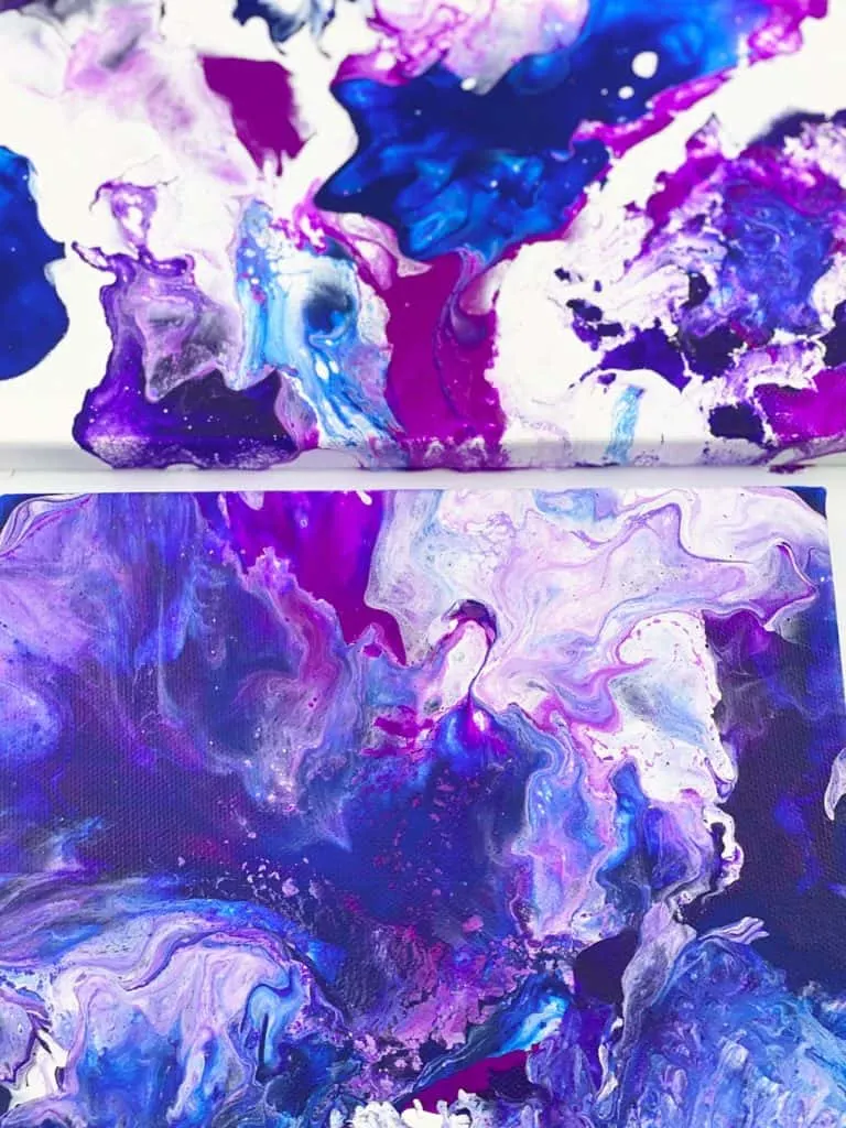 Blow Dryer Pour Painting. Beautiful galaxy themed painting. 