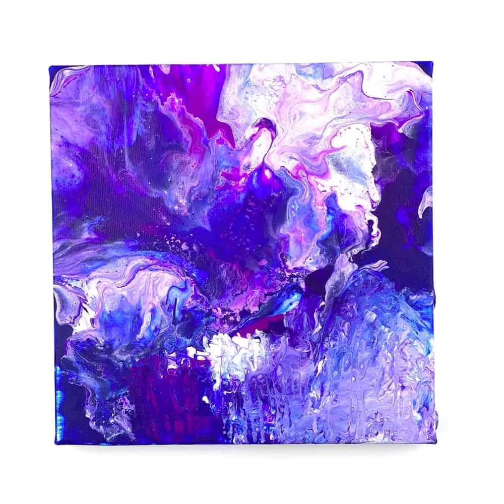 Blow Dryer Pour Painting. Beautiful galaxy themed painting. 