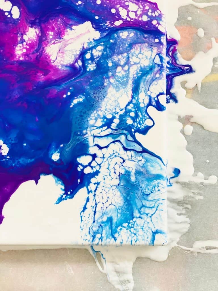 Blow Dryer Pour Painting. Easy fluid art painting with kids. 
