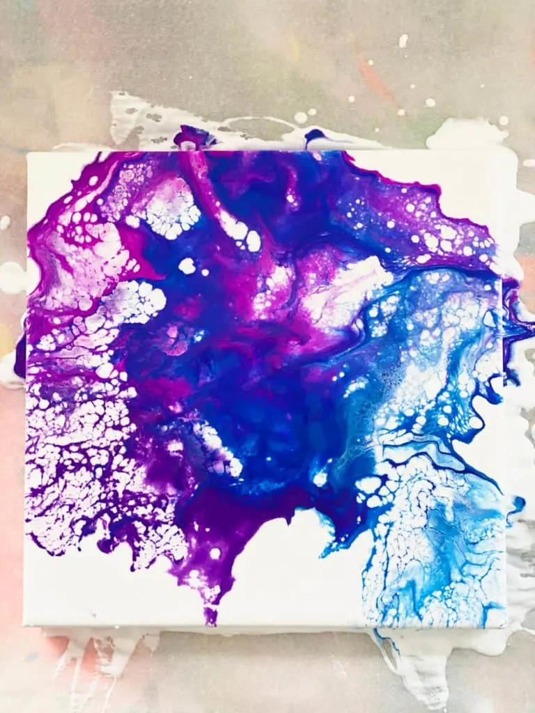 Blow Dryer Pour Painting. Easy fluid art painting with kids. 