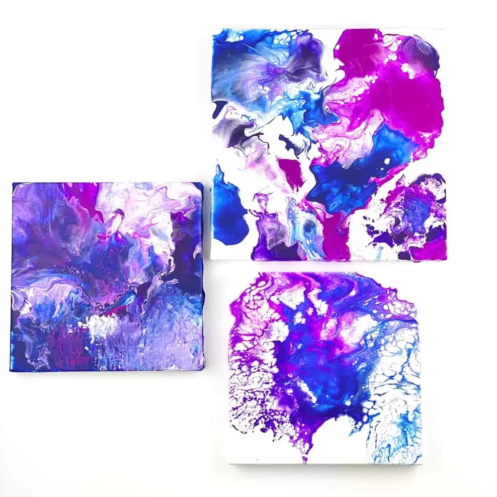 Blow Dryer Pour Painting. Easy flow art painting with kids. 