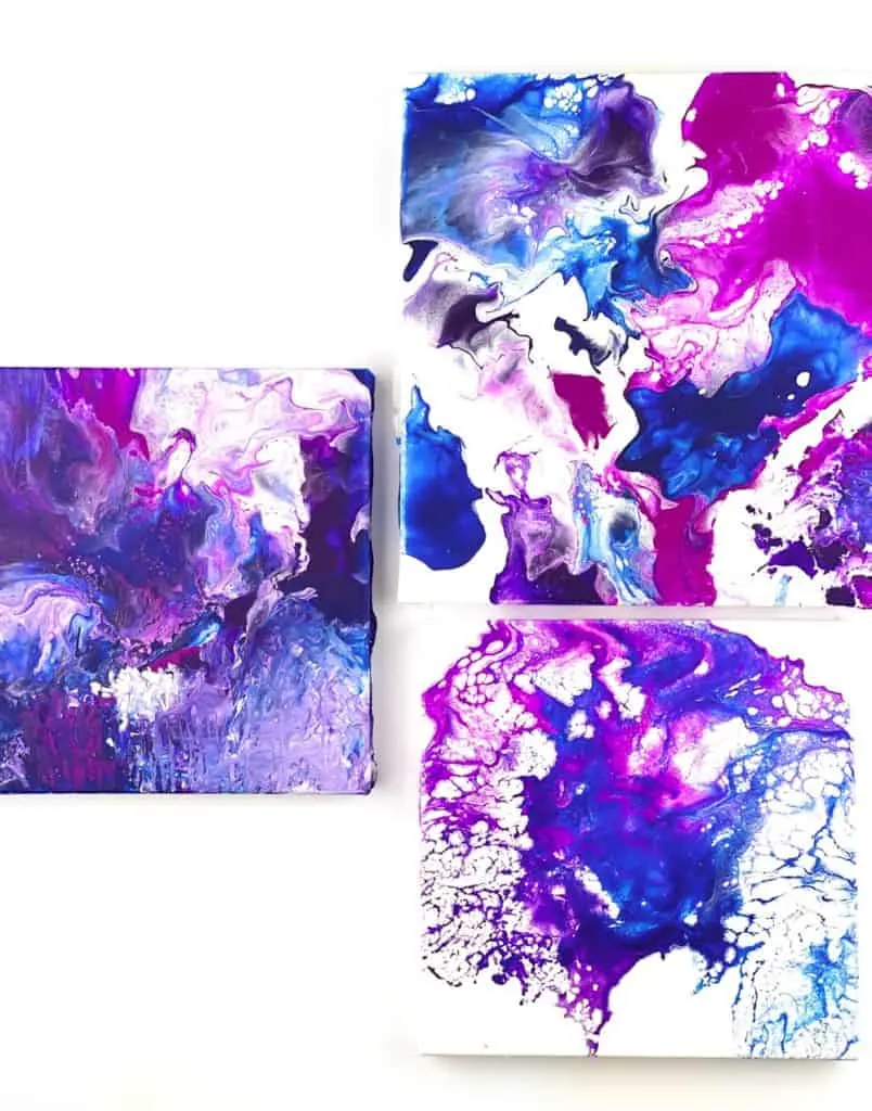 Blow Dryer Pour Painting. Easy flow art painting with kids. 