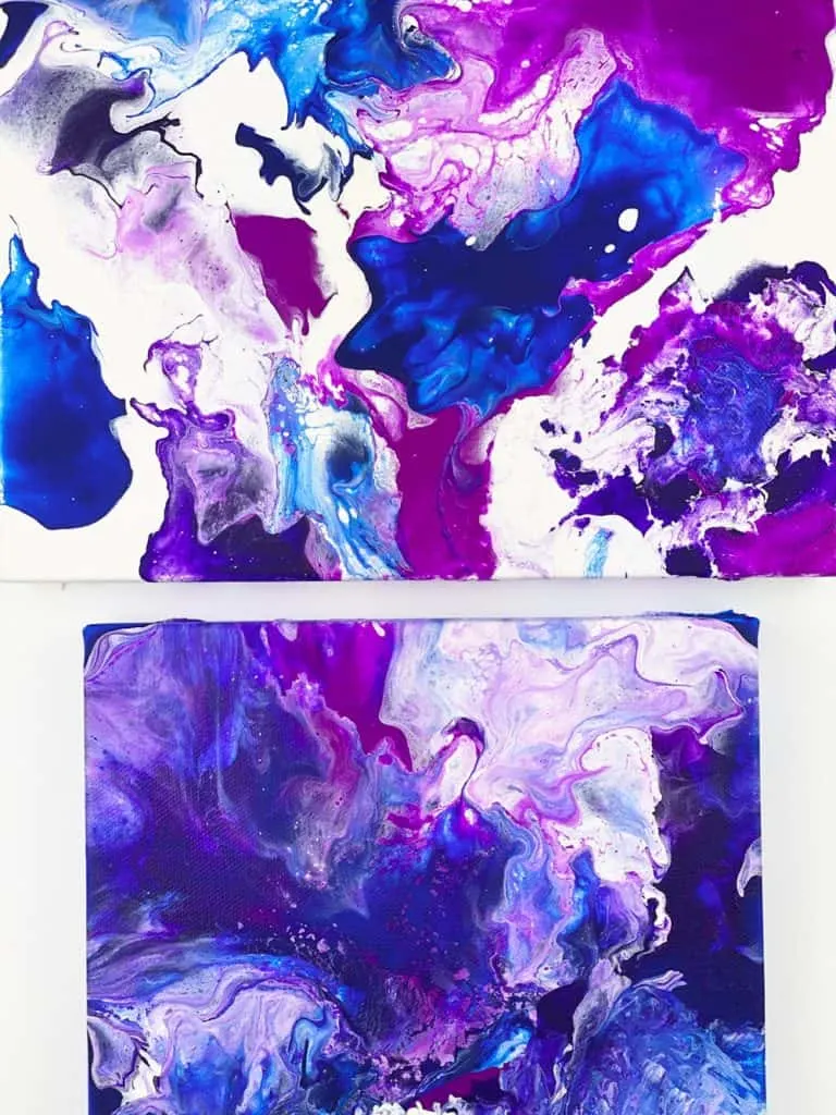 Blow Dryer Pour Painting. Easy flow art painting with kids. 