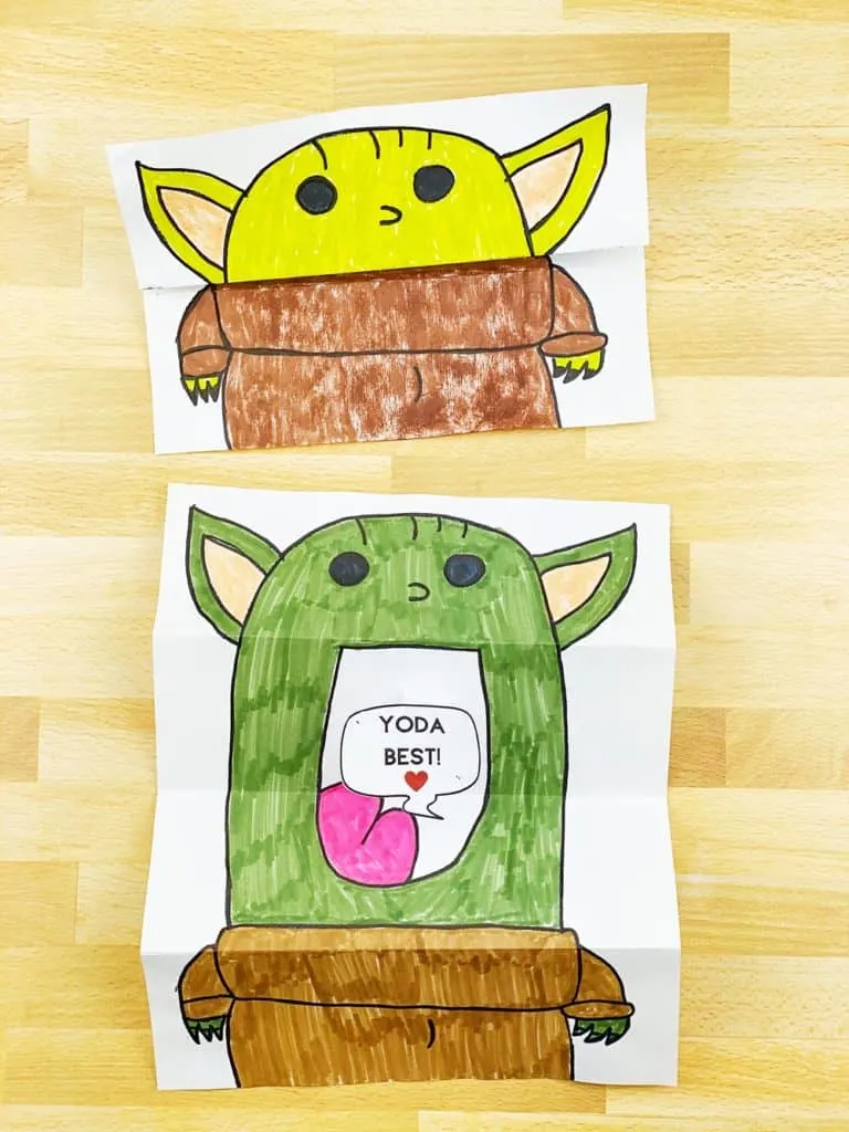 DIY Baby Yoda Paper Card. Valentine Star Wars Card. 