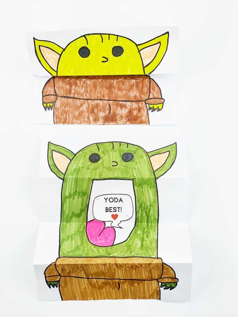 DIY Baby Yoda Paper Card. Valentine Star Wars Card. 