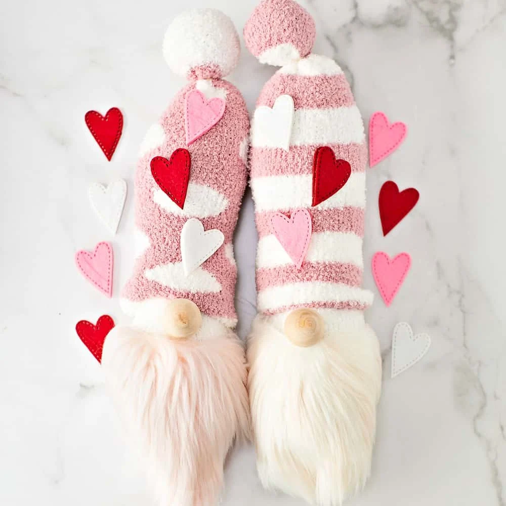 DIY Sock Gnomes. Cute Valentine Craft for Kids. 