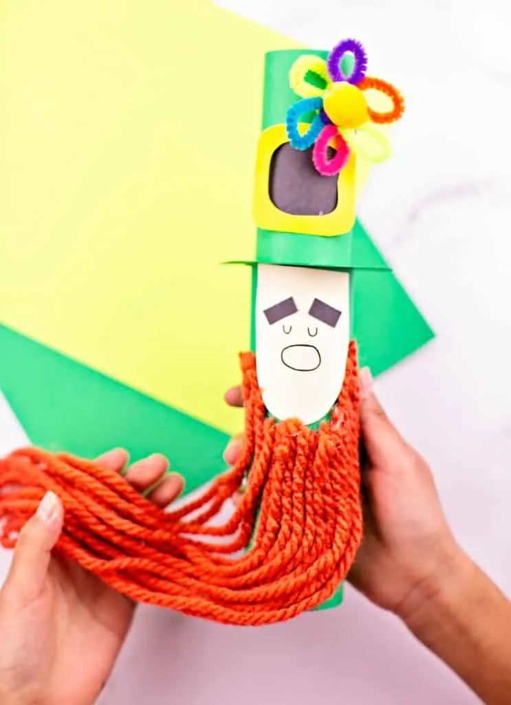 Paper tube Leprechaun craft for kids St Patrick's Day activity