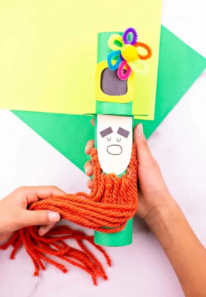 Paper tube Leprechaun craft for kids St Patrick's Day activity