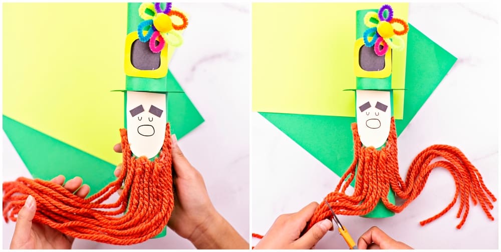 Paper tube Leprechaun craft for kids St Patrick's Day activity