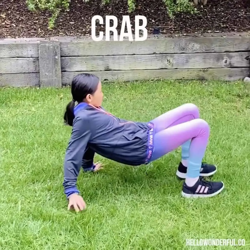 Animal Exercise for Kids. Crab Walk 