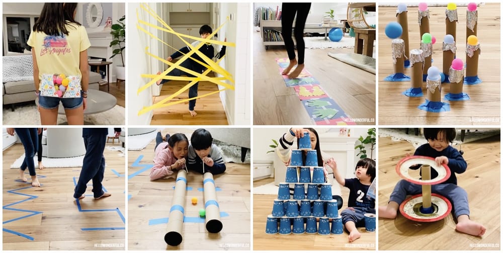 50 Plus Easy Indoor Activities for kids. Cheap, simple activities many using household items or recycled materials.
