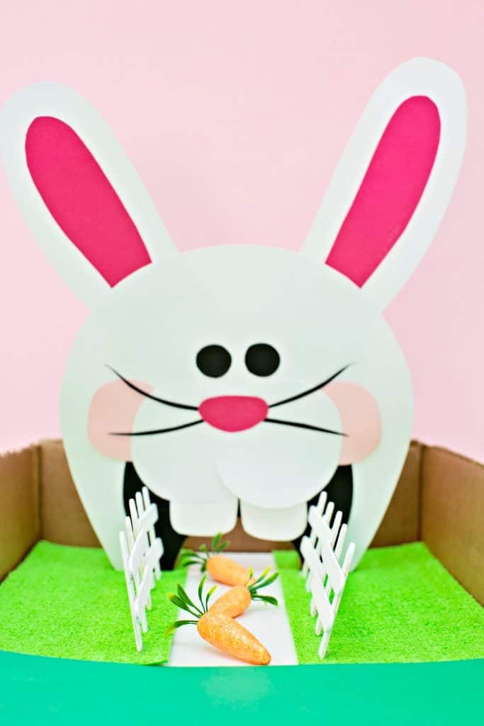 Feed the Bunny Easter Game for Kids with Free Printable. Fun fine motor skills. 