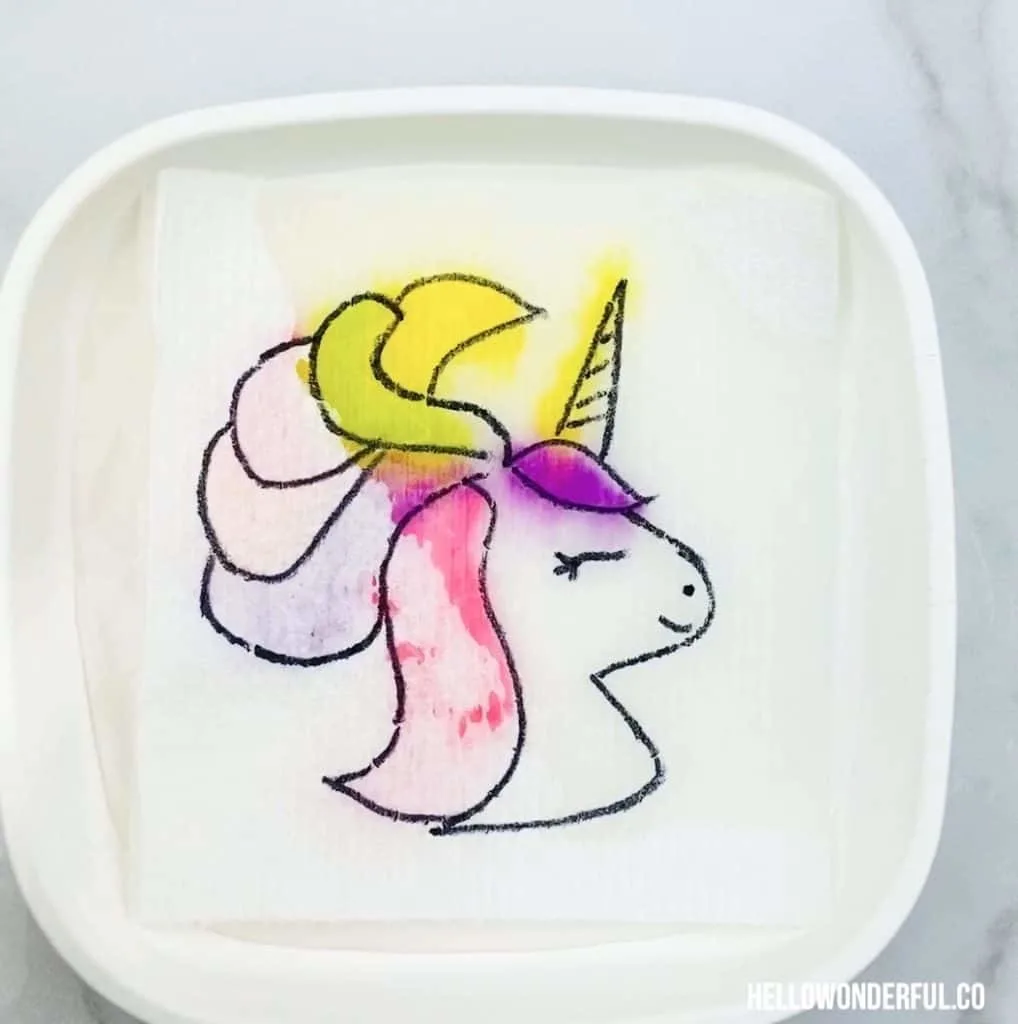 unicorn free template for magic paper towel art